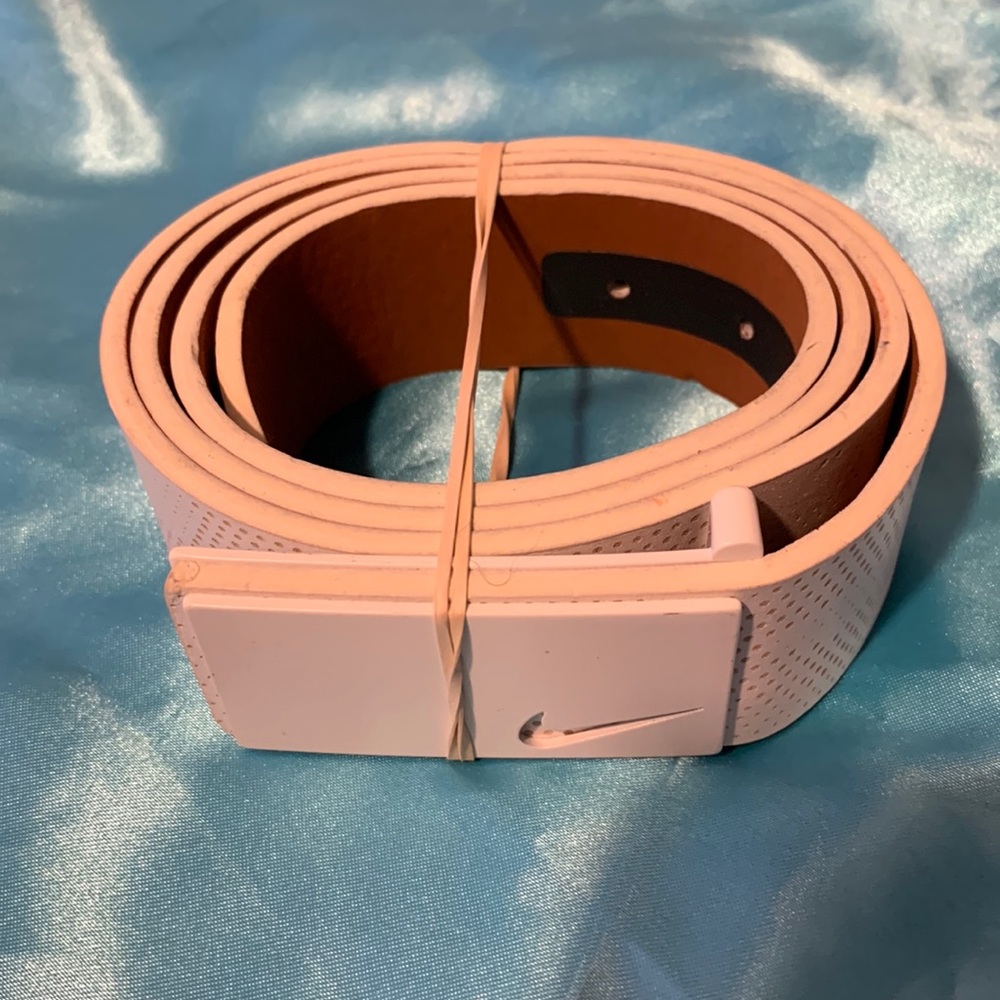 New Nike white leather belt size 38